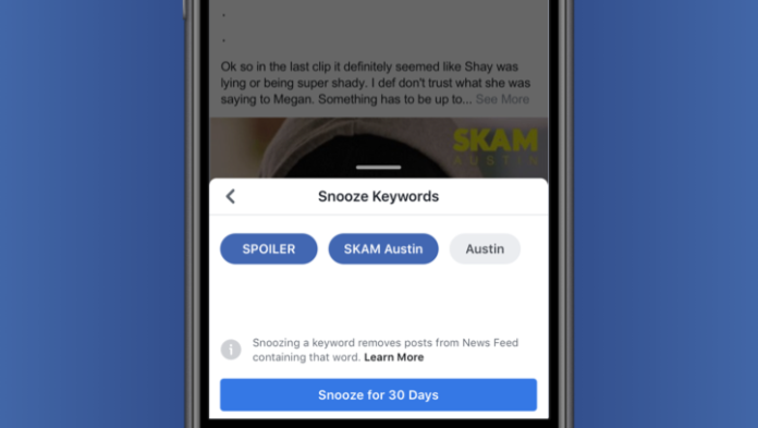 Facebook Keyword Snooze